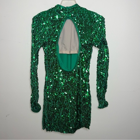 Balera Ultra Sparkle Shift Dance Dress Green Sequined Size Small Adult (4-6) - Picture 10 of 16